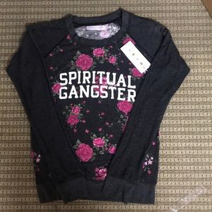 NWT Spiritual Gangster Flowery Logo Pullover S/M